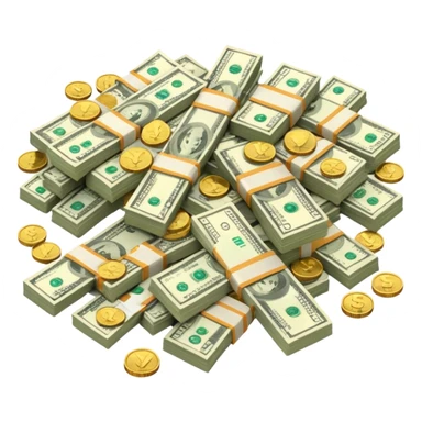 It's an image of money such as coins and bills, but there's only one or two neatly sticker