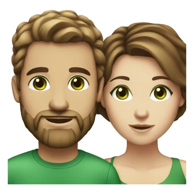White couple brown hair green eyes sticker