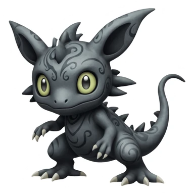 Murky Shadow-Swirled Inky Faded Charcoal Pokémon-Fakémon-Digimon-Creature, (full body) sticker
