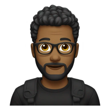 A young man with a blond beard, black glasses and black clothes sticker