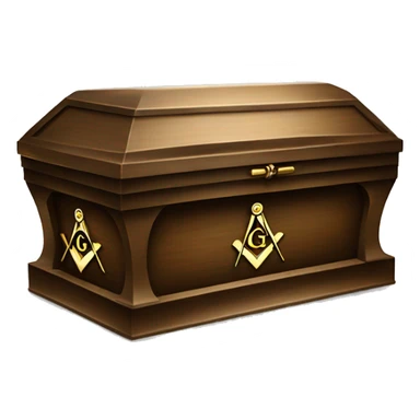 casket with freemason logo and letter g sticker