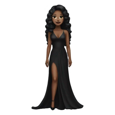 A tall girl with make-up black long hair, black long dress and black heels sticker