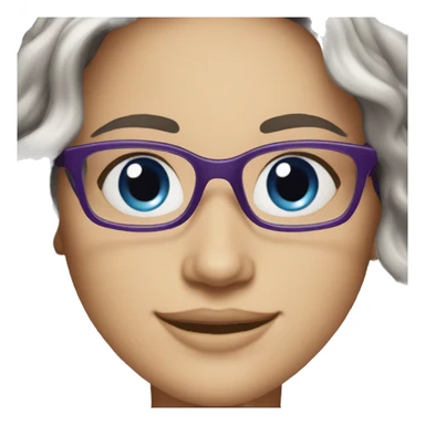 Smiling woman,blue eyes, eyeglasses, dark violet wavy hair sticker