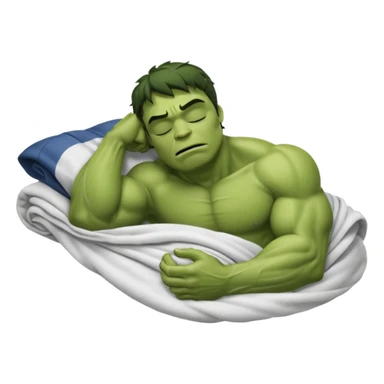 Incredible hulk sleeping lying down in bed under blanket eyes closed sticker