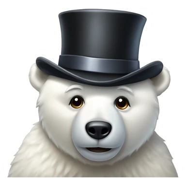 Cuddly polar bear with top hat sticker