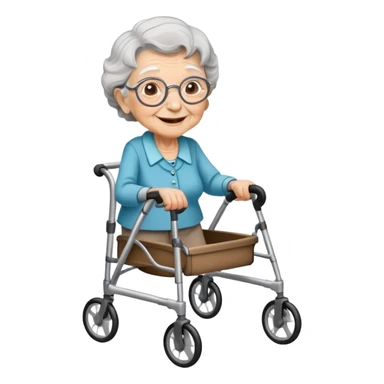 Very old grand ma with rollator sticker