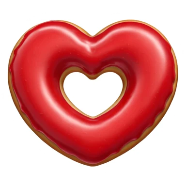Realistic isolated heart shaped donut with red & glaze. sticker