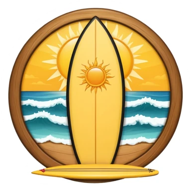 Surfboard with sun logo in the contre sticker