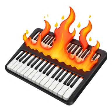 music keyboard on fire sticker