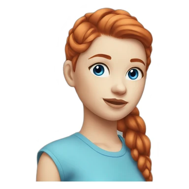 redhead girl with a high ponytail blue eyes and blue eyeliner sticker
