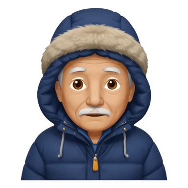 old man in navy puffy winter coat sticker