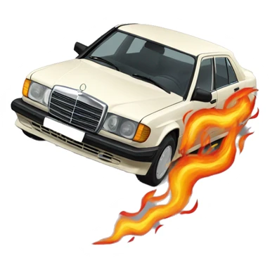 A MERCEDES 190E shooting flames sticker