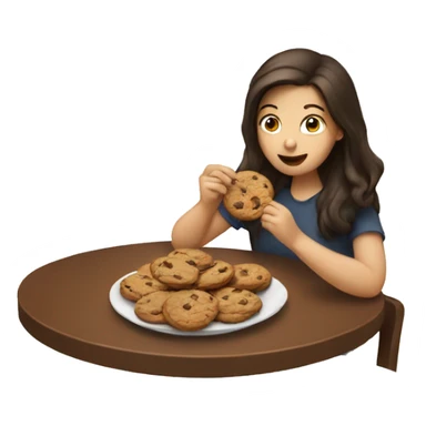 brunette eating a cookie sticker