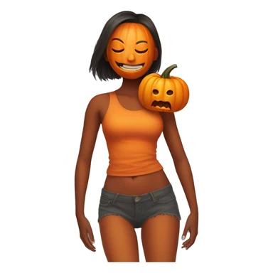 pumpkin head on a girl's body sticker