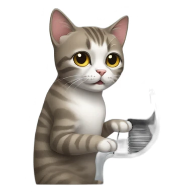 Cat playing piano sticker
