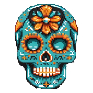 teal and orange sugar skull sticker