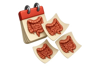 emoji stile iphone di un calendario con fogli che volano insieme, sui fogli ci sono disegnati degli intestini anatomici, iperrealistico 4k, isolato su sfondo bianco sticker