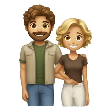 Una pareja joven y las dos son jóvenes ,se están dando un beso las dos son blancas y una con pelo lacio y abajo ruso y la otra con el pelo rizo pero para abajo sticker