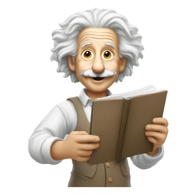 happy albert einstein holding blank notebook in one hand sticker