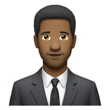 actor Denzel Washington short hair cartoon wearing suit sticker