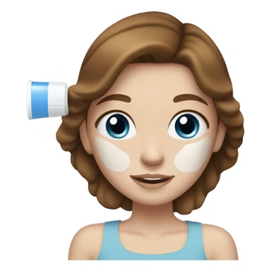 White Skin care on white freackles skin of a Brown hair blue eyes girl sticker