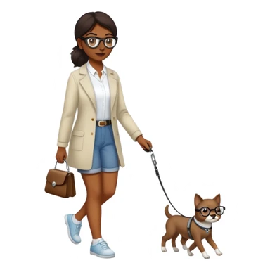 white nerd glasses being walked on a leash by darker female  sticker