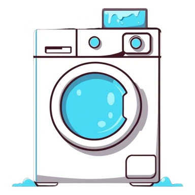 cute washing machine with soapy bubbles sticker