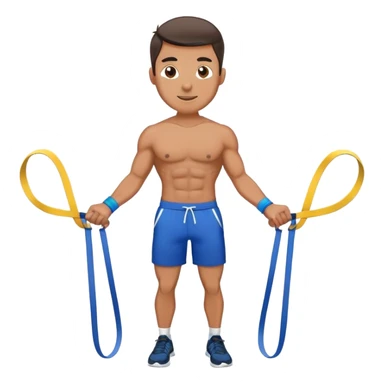 fit man with blue shorts resistance bands exercises sticker