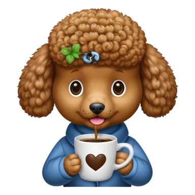 Poodle with coffee sticker