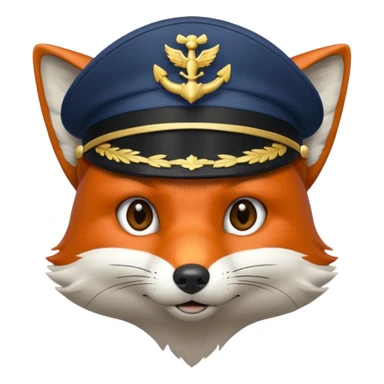 fox wearing a captain's hat sticker