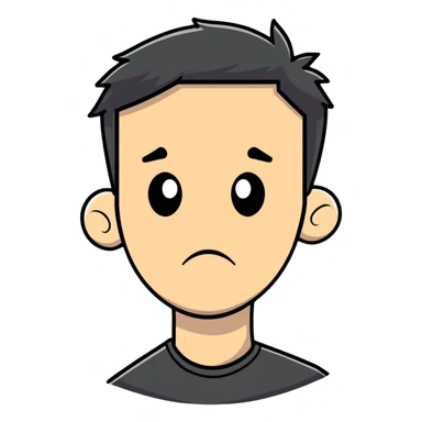 a man with a troubled look on his face, cartoonish sticker style sticker