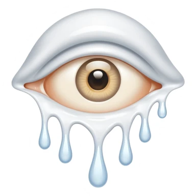 White liquid dripping from eye sticker