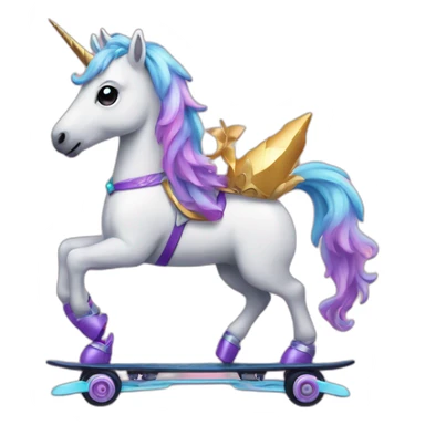 Unicornio con corona y patines sticker