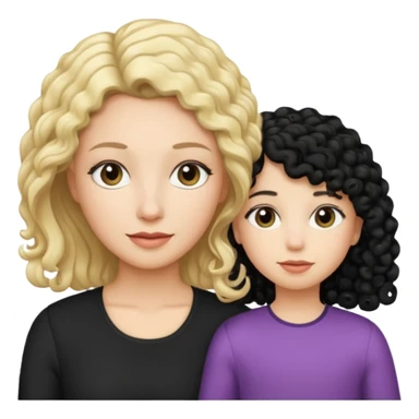 no make the mother have straight blond hair and daughter black culry haikr sticker