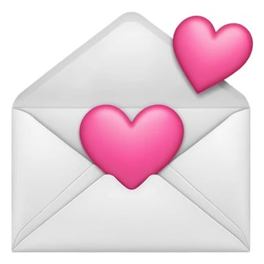 a white envelope featuring a bright pink heart in the center, on a solid light background sticker