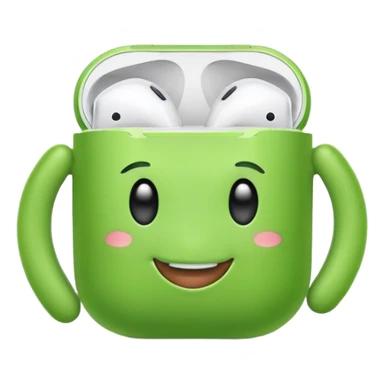 smiling cute green pea wearing airpods sticker