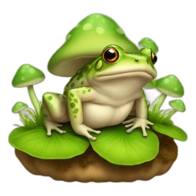 toad with mushrooms growing out of it sticker