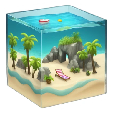 beach landscape on cube aquarium sticker