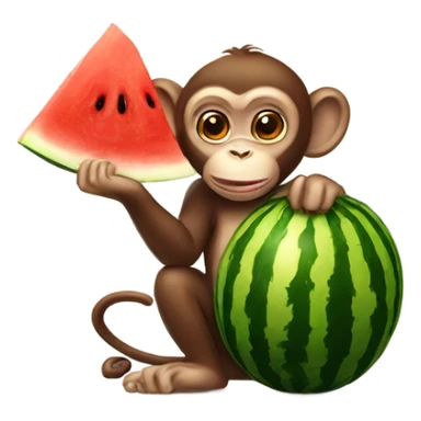 Monkey eating watermelon  sticker