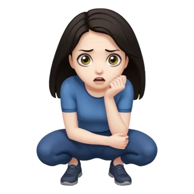 frightened woman crouching sticker