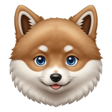 A Brown, light tan and white pomsky with one brown eye and one blue eye. sticker