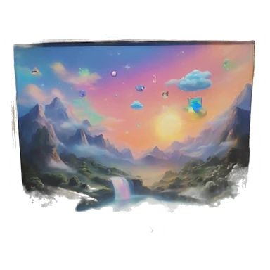 dreamland picture painting holographic in frame  sticker