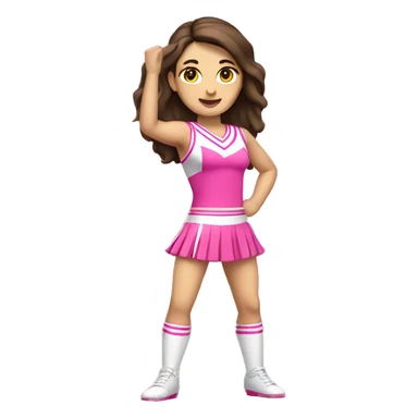 Brunette Caucasian cheerleader in pink, full body sticker