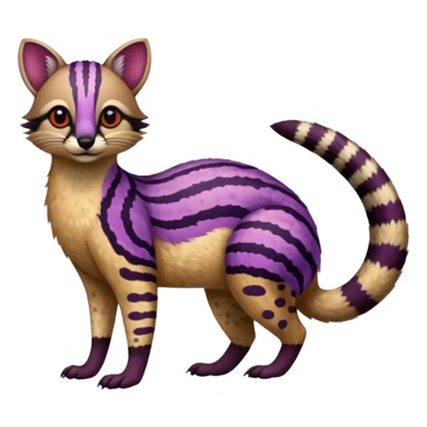 Purple red striped spotted dotted flecked exotic patterned tribal Numbat-Civet-Genet-Caracal-Cheetah-fusion (full body) sticker