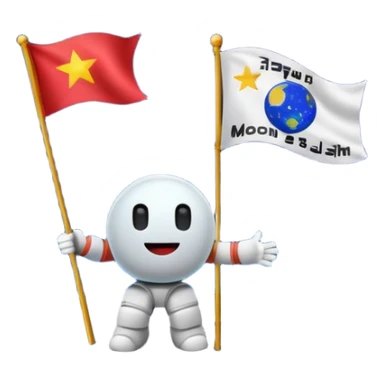 На фоне космоса луна а на ней флаг и написано "Ьфоуыешс " sticker