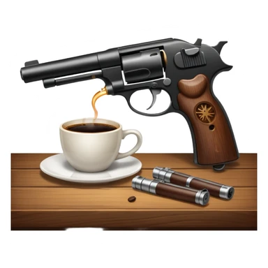 Coffee and pistol sticker