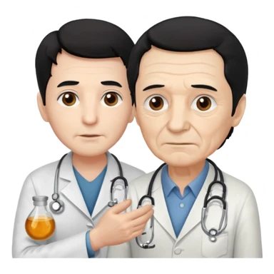 doctor black hair attending to a old man  sticker