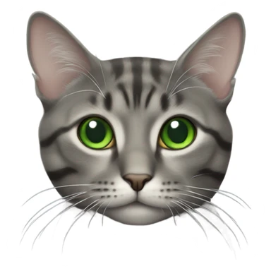 Dark (grey) tabby cat with white belly and green eyes  sticker