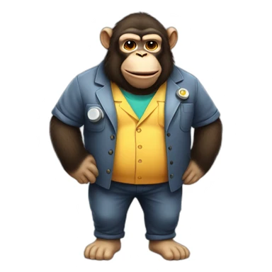 Cute Scientist fat chimp full body sticker