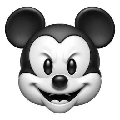 Evil mickey mouse he looks angry and comes Bloom from the eyes. White-black sticker
